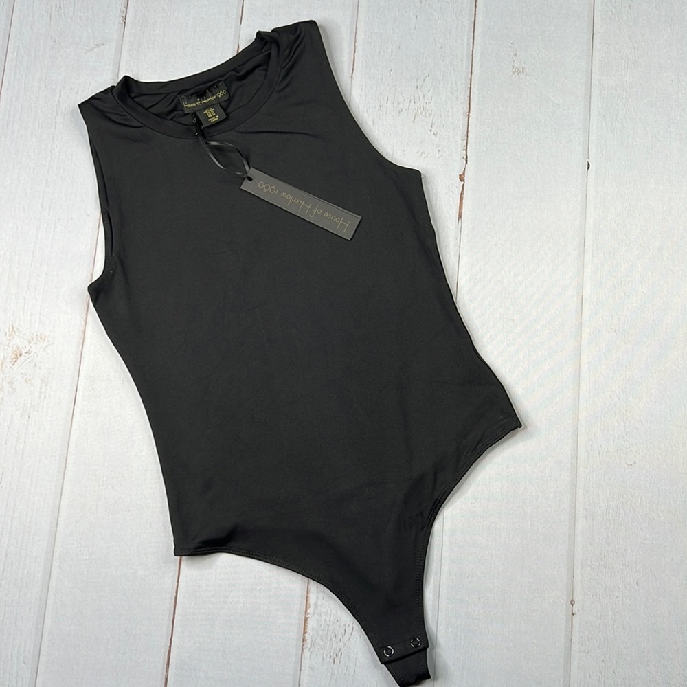 NWT House of Harlow 1960 Black Sleeveless Bodysuit, Size M – Boho Chic